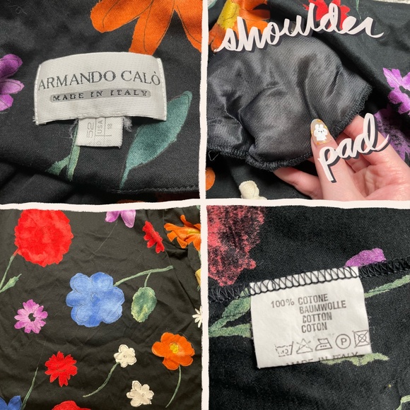 Vintage rainbow floral black button up short sleeve top. - Picture 4 of 4